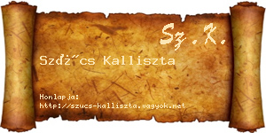 Szűcs Kalliszta névjegykártya