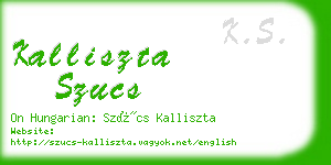 kalliszta szucs business card